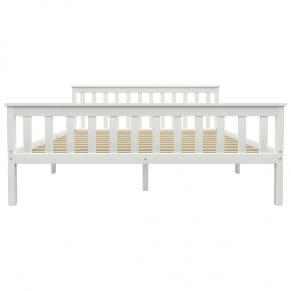 Estructura de cama de madera maciza de pino blanca 160x200 cm M 3