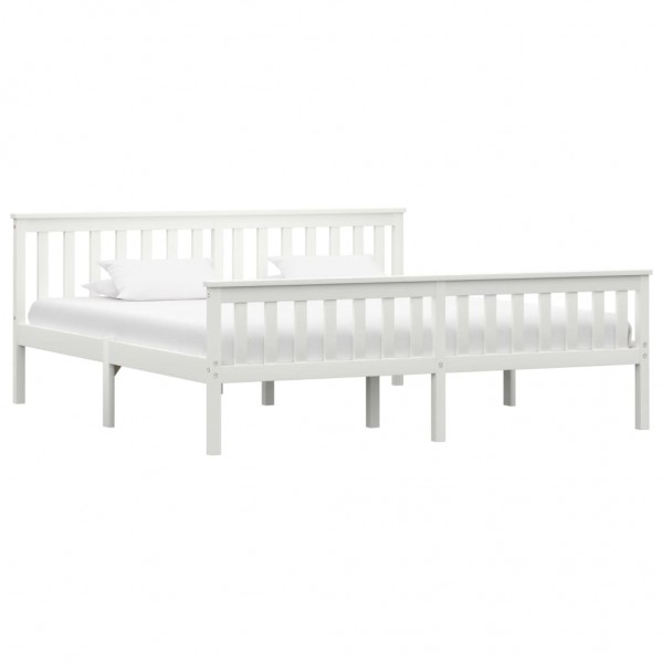 Estructura de cama madera de pino maciza blanca 180x200 cm D