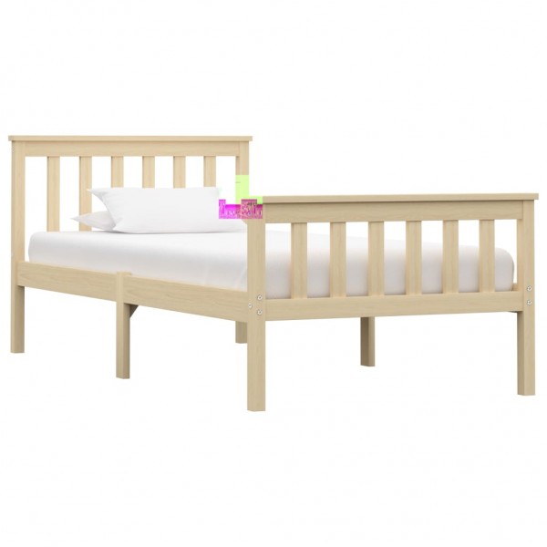 Estructura de cama de madera maciza de pino clara 100x200 cm D