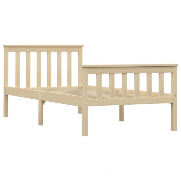 Estructura de cama de madera maciza de pino clara 100x200 cm M 2