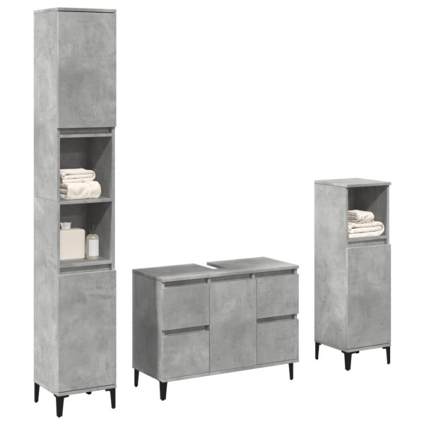 Set muebles de baño 2 piezas madera contrachapada gris hormigón D