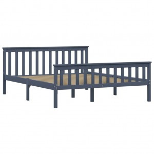 Estructura de cama de madera maciza de pino gris 160x200 cm H