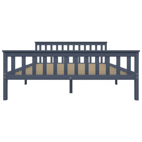 Estructura de cama de madera maciza de pino gris 160x200 cm M 3