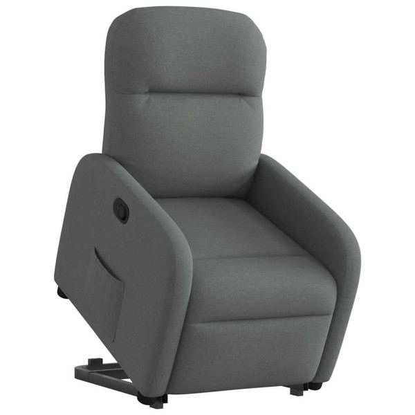 Sillón reclinable elevable de tela gris oscuro M 3