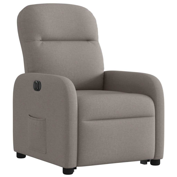 Sillón eléctrico reclinable elevable de tela gris taupe M 4
