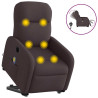 Sillón masaje eléctrico reclinable elevable tela marrón oscuro 1