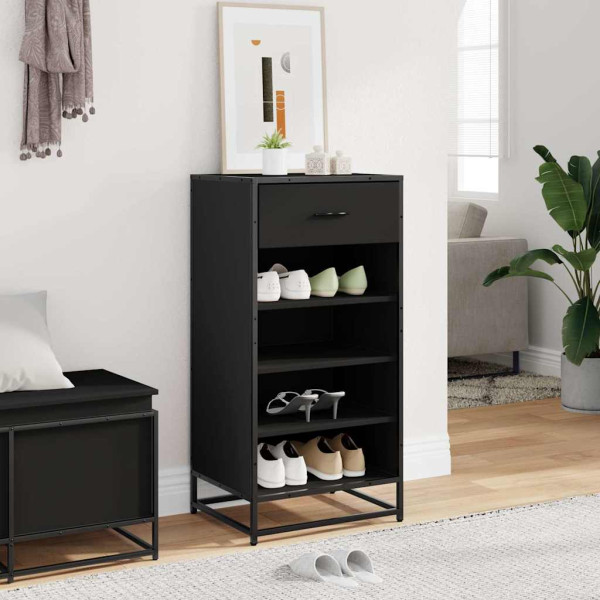 Mueble zapatero de madera de ingeniería negro 48x38x97.5 cm M 3