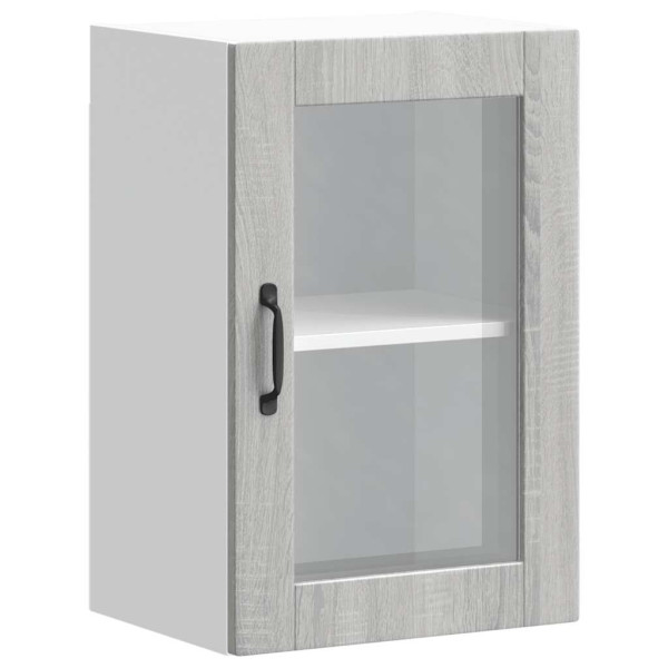 Armario de pared para cocina puerta cristal Porto gris sonoma M 2