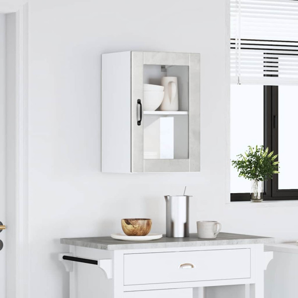 Armario de pared para cocina puerta cristal Porto gris hormigón M 3