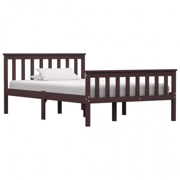 Estructura de cama madera maciza pino marrón oscuro 120x200 cm D