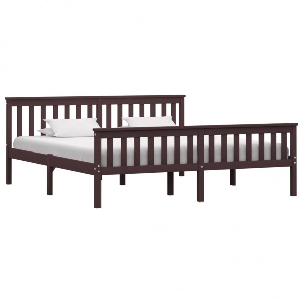Estructura de cama madera maciza pino marrón oscuro 180x200 cm D