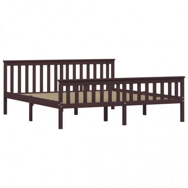 Estructura de cama madera maciza pino marrón oscuro 180x200 cm M 2