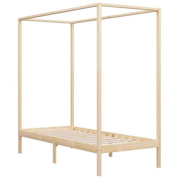 Estructura de cama con dosel madera maciza de pino 100x200 cm M 2