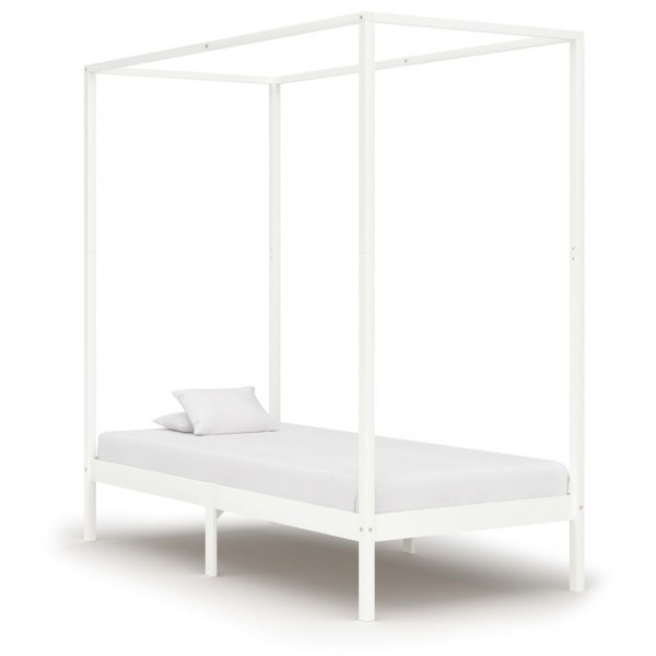 Estructura cama con dosel madera maciza pino blanco 90x200 cm D