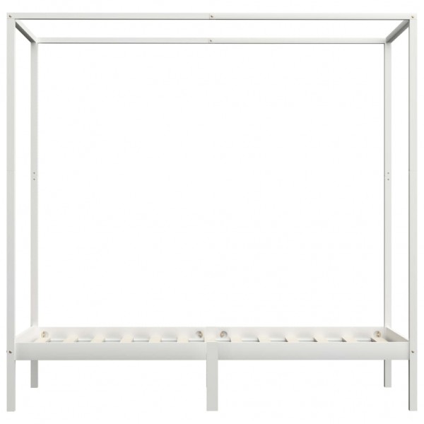 Estrutura de cama com toldo 100x200 cm pinho maciço branco M 3