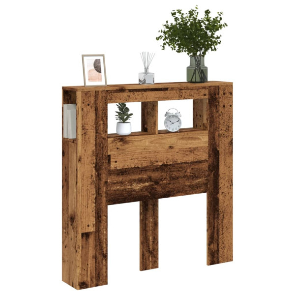 Cabecero con LED madera ingeniería envejecida 100x18.5x103.5 cm M 5