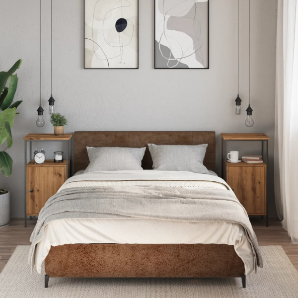 Mesitas noche 2 uds madera ingeniería roble artisan 41x31x80 cm M 3