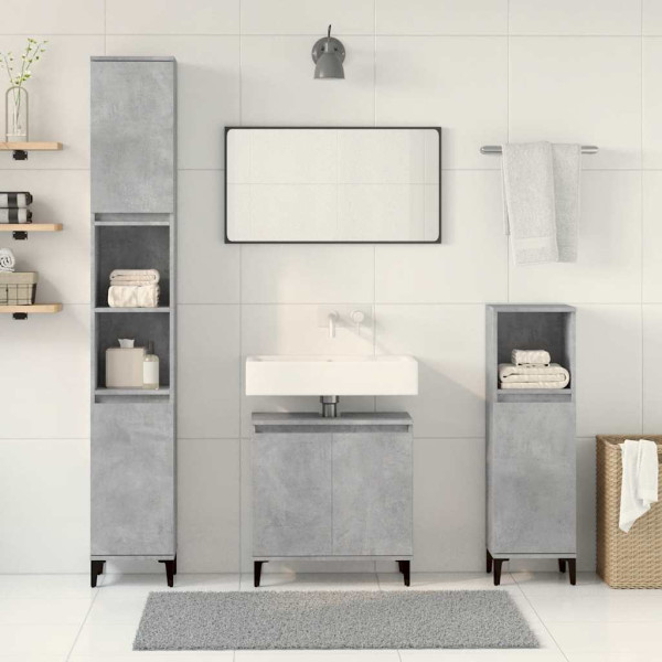 Set muebles de baño 2 piezas madera contrachapada gris hormigón M 3