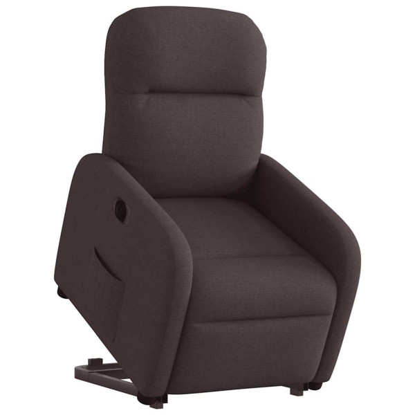 Sillón eléctrico reclinable elevable de tela marrón oscuro M 3