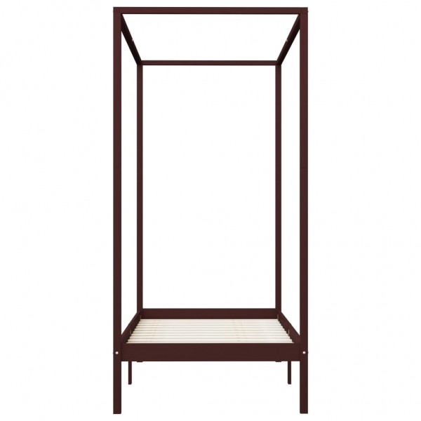 Cama con dosel de madera maciza de pino marrón oscuro 90x200 cm M 4