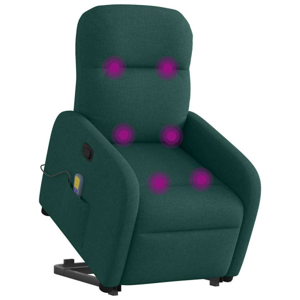 Silla de masaje reclinable de pie de tela verde oscura M 3