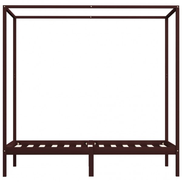 Estrutura cama com toldo 100x200cm pinho maciço castanho-escuro M 3