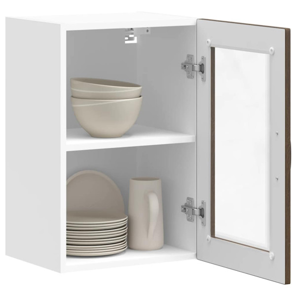 Armario de pared para cocina puerta cristal Porto roble marrón M 5