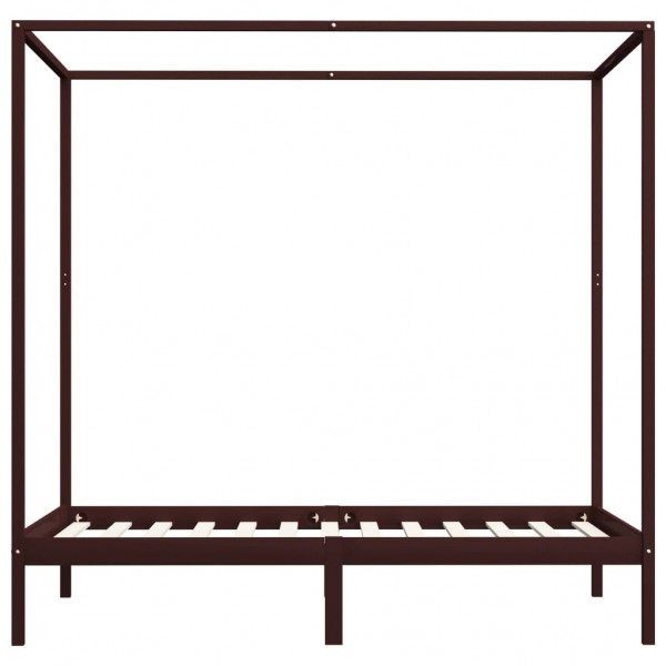 Cama con dosel madera maciza de pino marrón oscuro 120x200 cm M 3