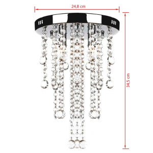 Lámpara blanca colgante de metal con adornos de cristal H