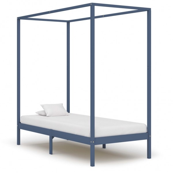 Estructura de cama con dosel madera maciza pino gris 90x200 cm D