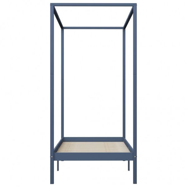 Estructura de cama con dosel madera maciza pino gris 90x200 cm M 4