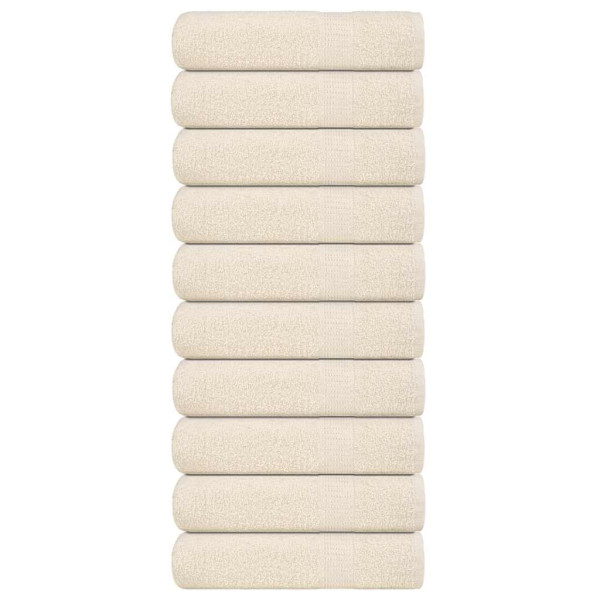 Toallas de invitados 10 uds 100% algodón crema 70x140 cm 360gsm D