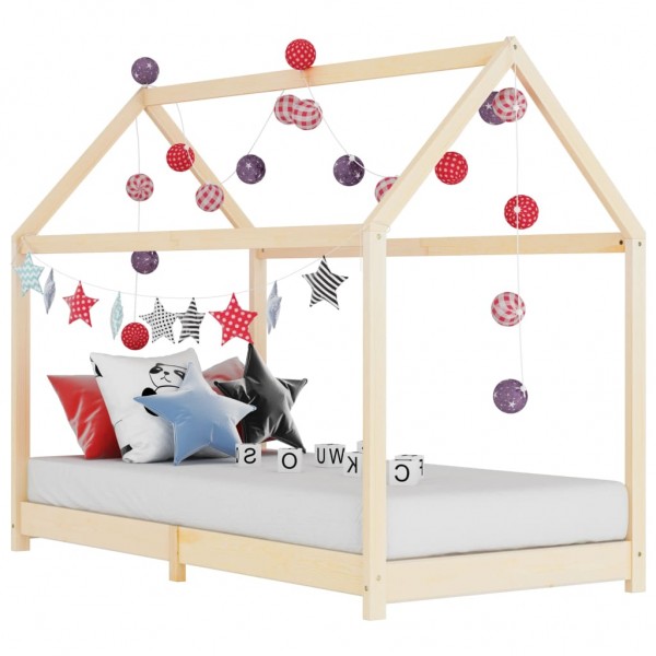Estructura de cama infantil de madera maciza de pino 70x140 cm D