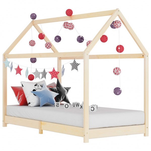 Estructura de cama infantil de madera maciza de pino 80x160 cm D