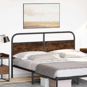 Cabecero de acero y madera de ingeniería roble ahumado 160 cm H