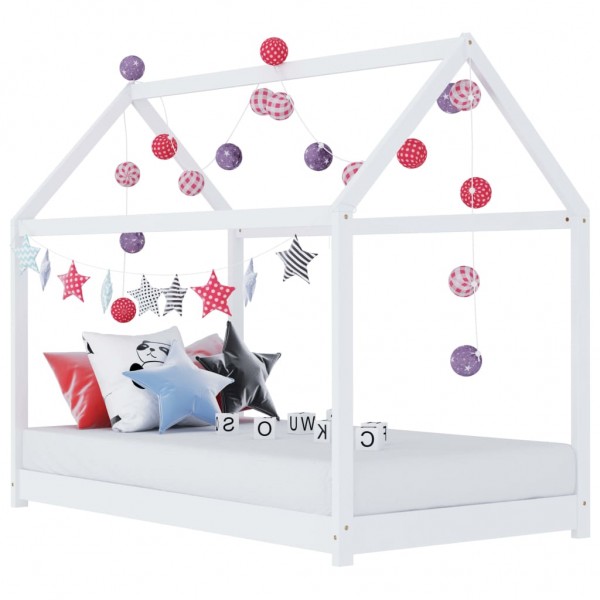 Estructura de cama infantil madera maciza pino blanco 90x200 cm D