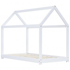 Estructura de cama infantil madera maciza pino blanco 90x200 cm H