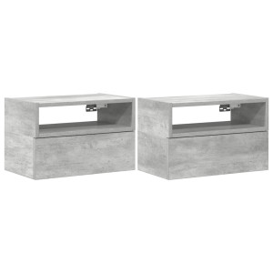 Mesas de cabeceira de parede 2pcs 45x26x28.5cm cinzento cimento H