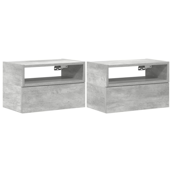 Mesitas de noche de pared 2 uds gris hormigón 45x26x28.5 cm M 2