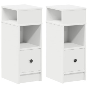 Mesas de cabeceira 2 pcs com gaveta 25x31x66 cm branco H
