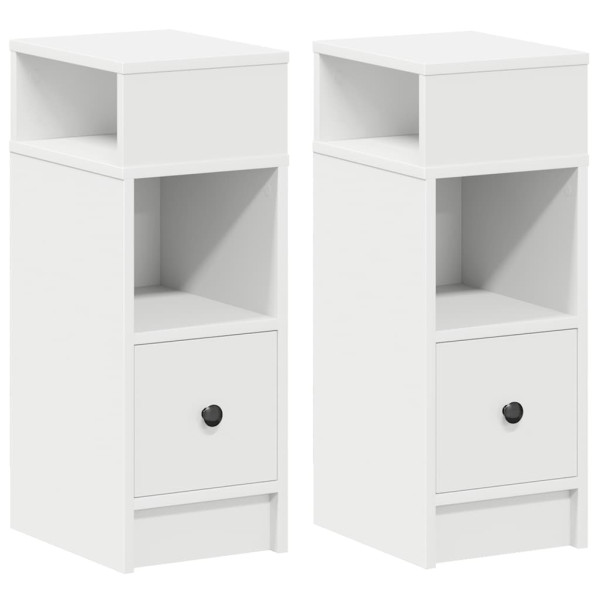 Mesas de cabeceira 2 pcs com gaveta 25x31x66 cm branco M 2