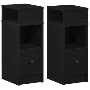 Mesas de cabeceira 2 pcs com gaveta 25x31x66 cm preto H