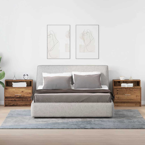 Mesas de cabeceira com gaveta 2 pcs 51x31x47 cm madeira velha M 3