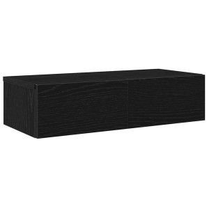 Estante de pared con cajones de madera contrachapada negro H