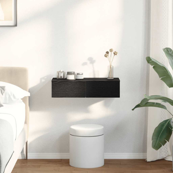 Estante de pared con cajones de madera contrachapada negro M 3