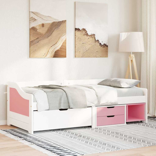 Diván con 3 cajones sin colchón IRUN blanco&rosa 90x200 cm M 5