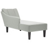 Chaise longue con reposabrazos derecho terciopelo gris claro 1