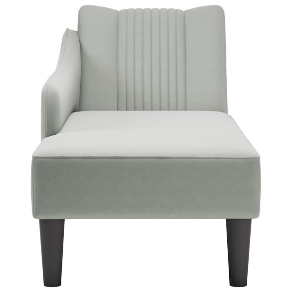 Chaise longue con reposabrazos derecho terciopelo gris claro M 4