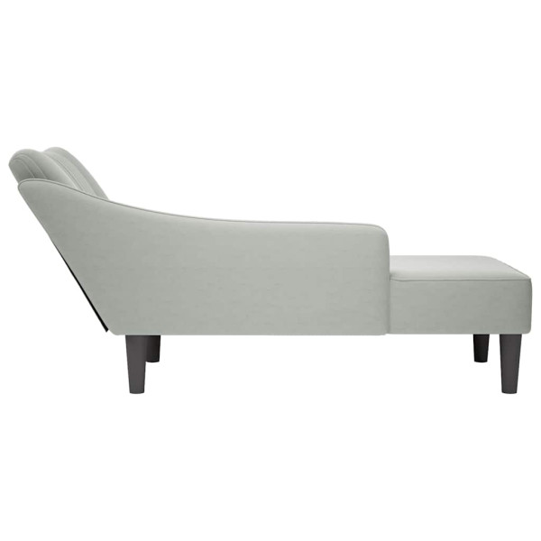 Chaise-longue com apoio de braço direito veludo cinzento claro M 5