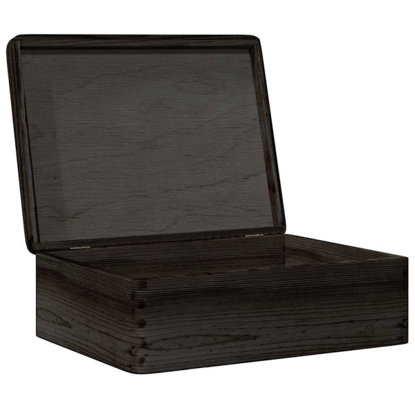 Caja de madera con tapa madera maciza de pino negra 40x30x13 cm M 5